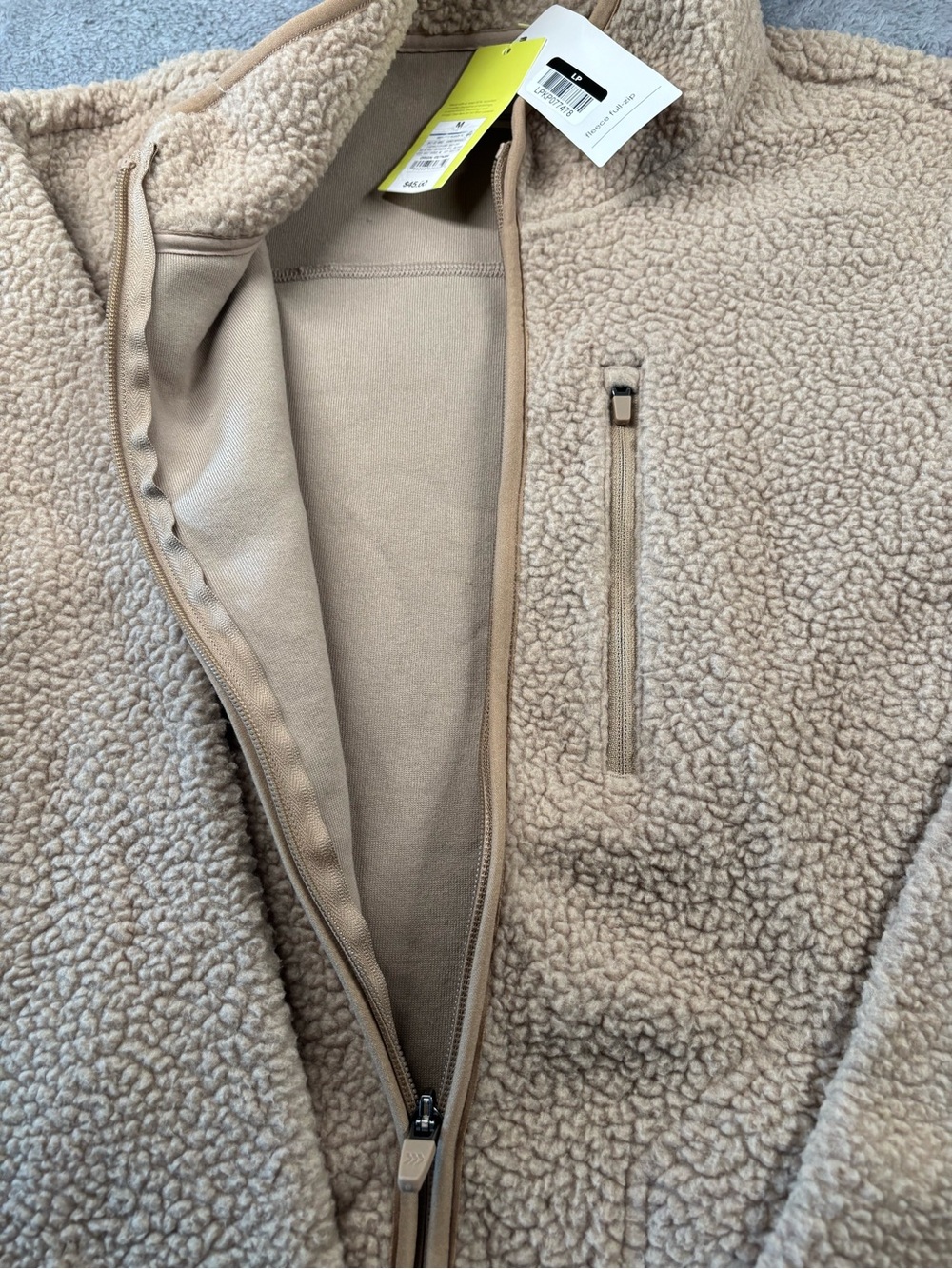 Men's Taupe Sherpa Full-Zip Jacket - Picture 3 of 5